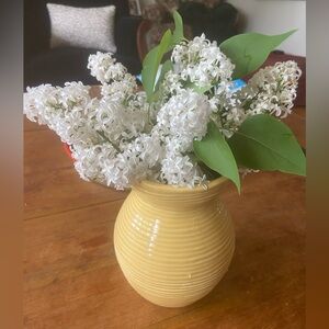 Crate&Barrel Sunshine Yellow Swirl Ceramic Vase